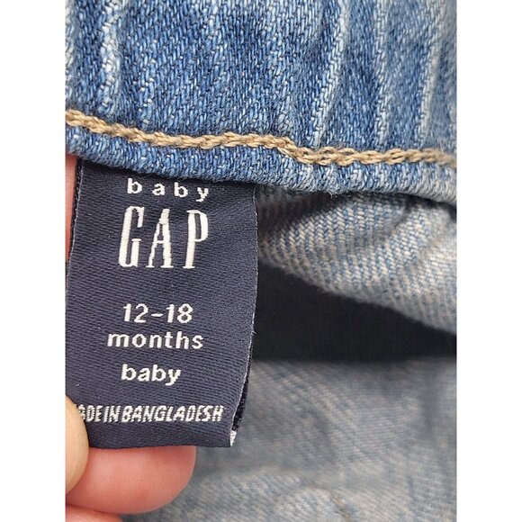 Baby Gap 12-18 Month Soft Denim Overalls Jumpsuit Criss Cross Straps Classic - Picture 6 of 11